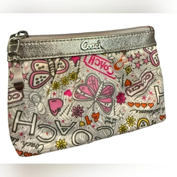 Coach Poppy Butterfly Graffiti Wristlet - Picture 1 of 4